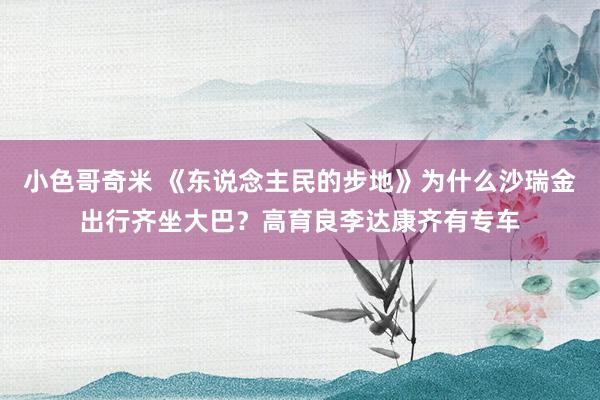 小色哥奇米 《东说念主民的步地》为什么沙瑞金出行齐坐大巴？高育良李达康齐有专车