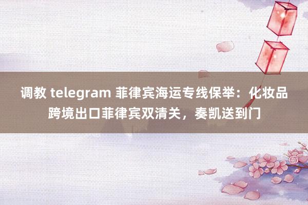 调教 telegram 菲律宾海运专线保举：化妆品跨境出口菲律宾双清关，奏凯送到门