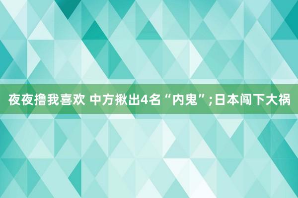 夜夜撸我喜欢 中方揪出4名“内鬼”;日本闯下大祸