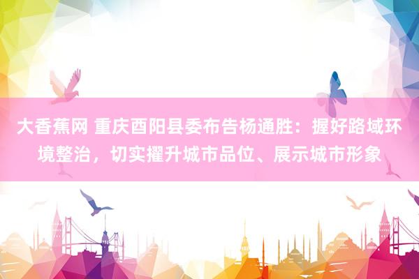 大香蕉网 重庆酉阳县委布告杨通胜：握好路域环境整治，切实擢升城市品位、展示城市形象